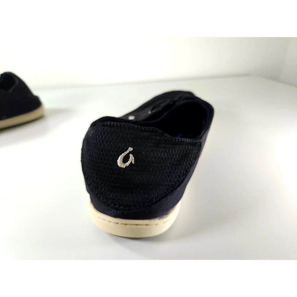 OluKai Nohea Moku Men 10.5 Black Mesh Boat Shoes Drop In Heel Sneakers 10283